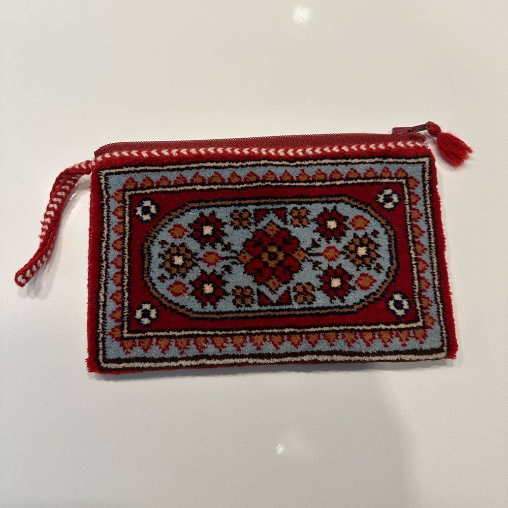 Artisan Red and Blue Floral Clutch
